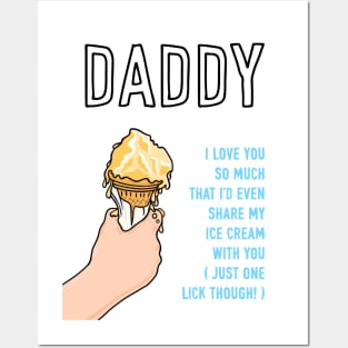 Daddy Loving Ice Cream Sharer Posters and Art